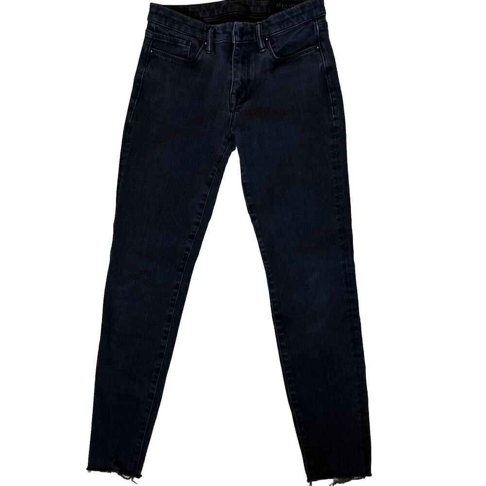 ALLSAINTS Grace Skinny Jeans Black Women's Black Denim Size 26 Distressed